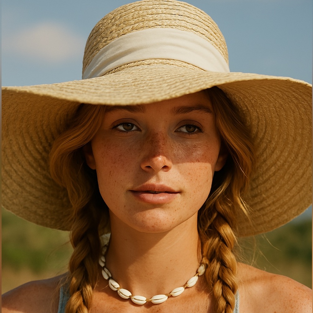 Karen Keith Wide Brim Summer Hat With Bow Nude sz Medium